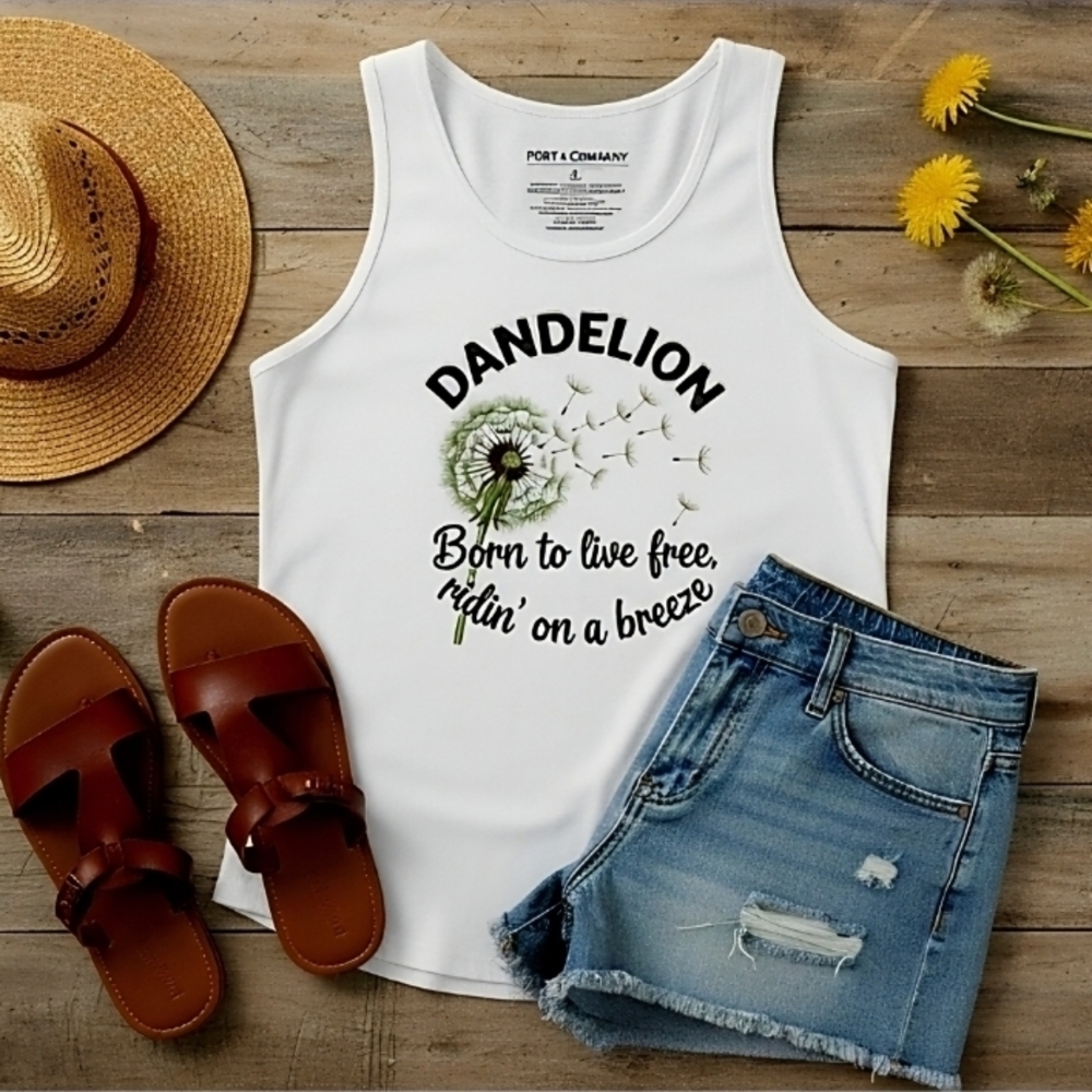 Dandelion Country Song Tank Top • Born to Live Free Graphic • Western Boho